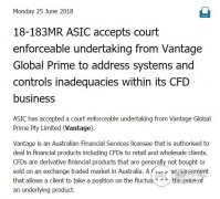 员工徇私舞弊，ASIC持牌商万致Vantage FX承诺整改内